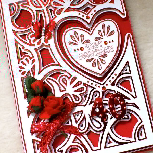 Luxury Handmade 40th Anniversary Swivel Card