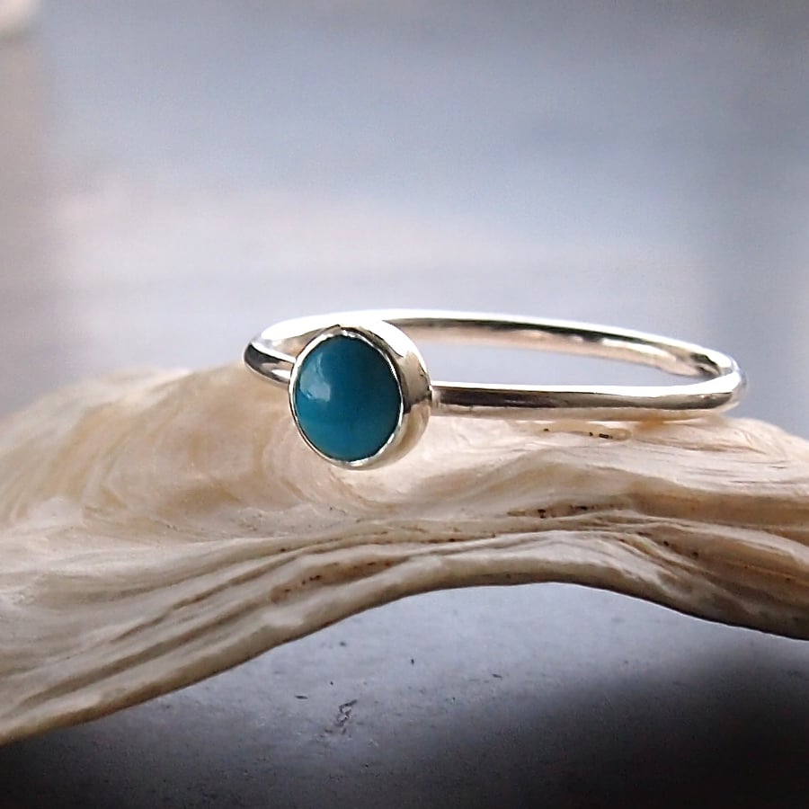 Sterling Silver and Turquoise Halo Ring