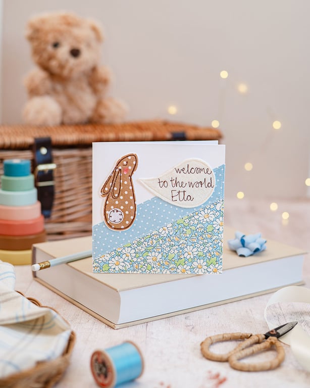 Bunny Personalised New Baby Card