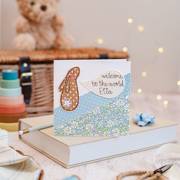 Bunny Personalised New Baby Card