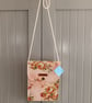 Rose Print Crossbody Bag, Small Floral Fabric Bag, Lightweight Phone Bag