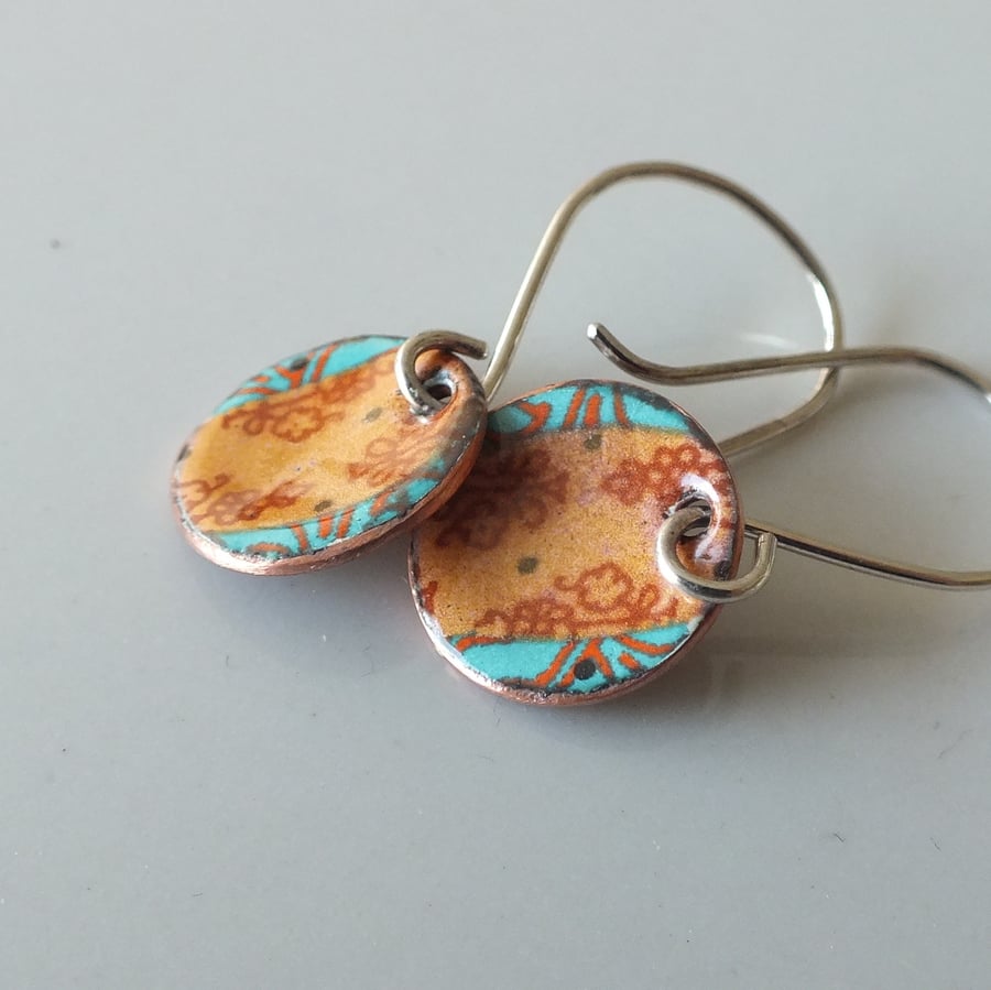 Patchwork enamel earrings