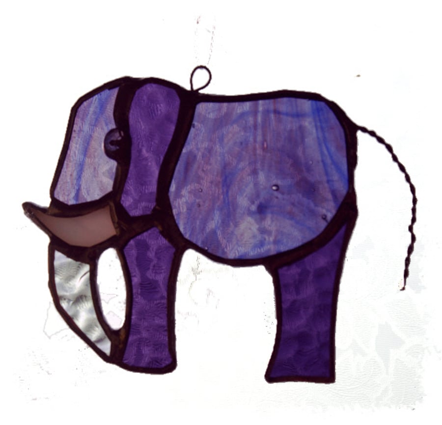 Elephant Suncatcher Stained Glass Little Purple