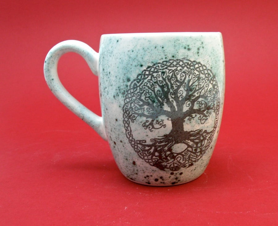 tree of life handmade Tea mug coffee mug beer mug Food safe Lead free Glaze