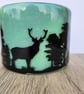 Fused Glass Stag Landscape Candle Curve