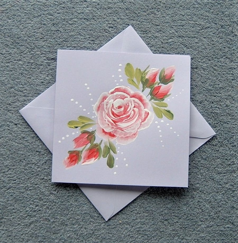 hand painted floral all occasion greetings card ( ref F 003 )