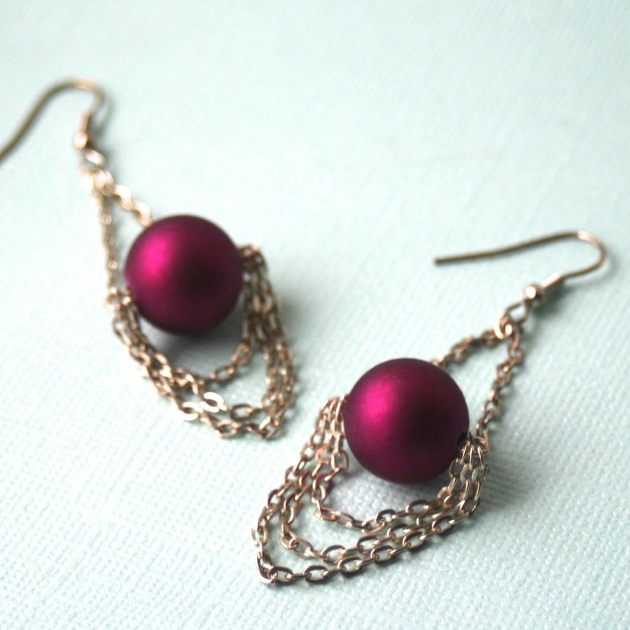 Pink shimmer chandelier earrings