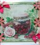 Cherries & Roses - Hand Crafted Decoupage Greeting Card - Blank 2897 - Image 2