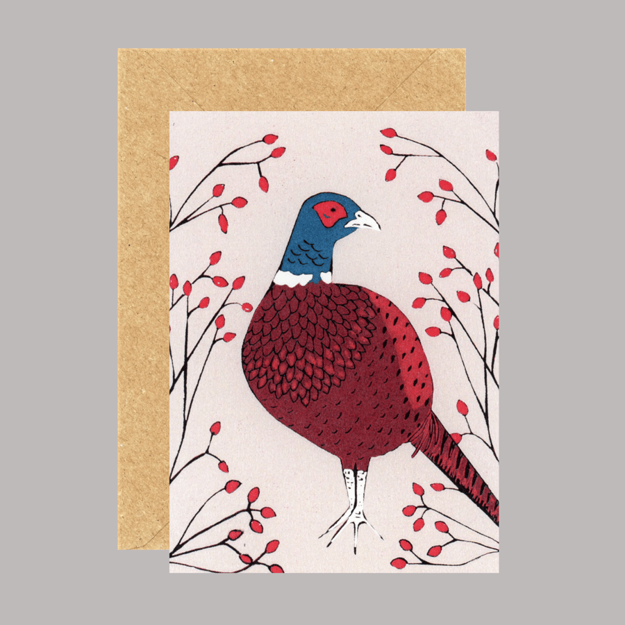 Bird Card, Pheasant Card, Art Card 