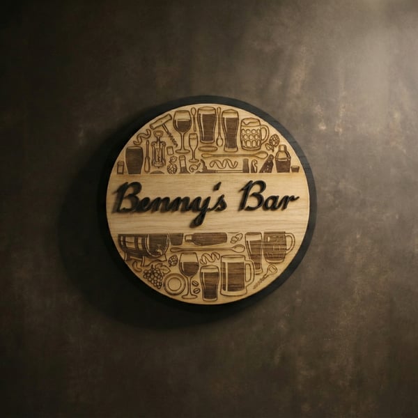 Personalised Wooden Bar Sign - Handmade 3D Home Pub Decor - Custom Man Cave Sign