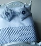 White & Blue Polka Dot Dolls House Bedding Set - Image 1