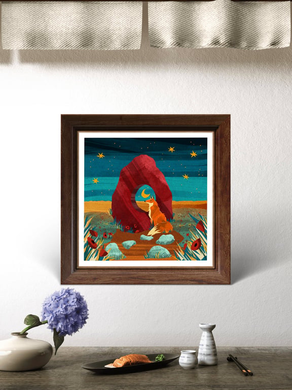 'The Seeing Stone' Fox Folk Art Illustrated Art Print