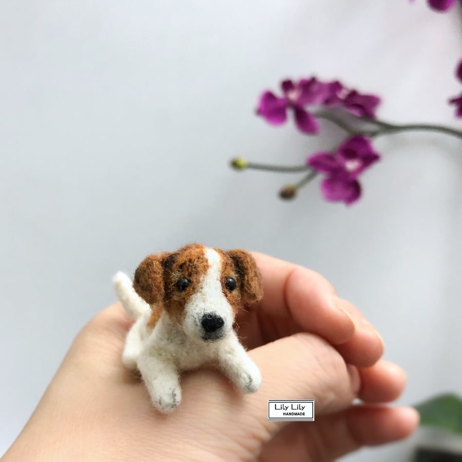 SOLD Timmy, Miniature Puppy dog, needle felted by Lily Lily Handmade