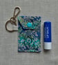 Lip Gloss Lipstick Keyring Pouch Japanese Turquoise Tiny Blossoms