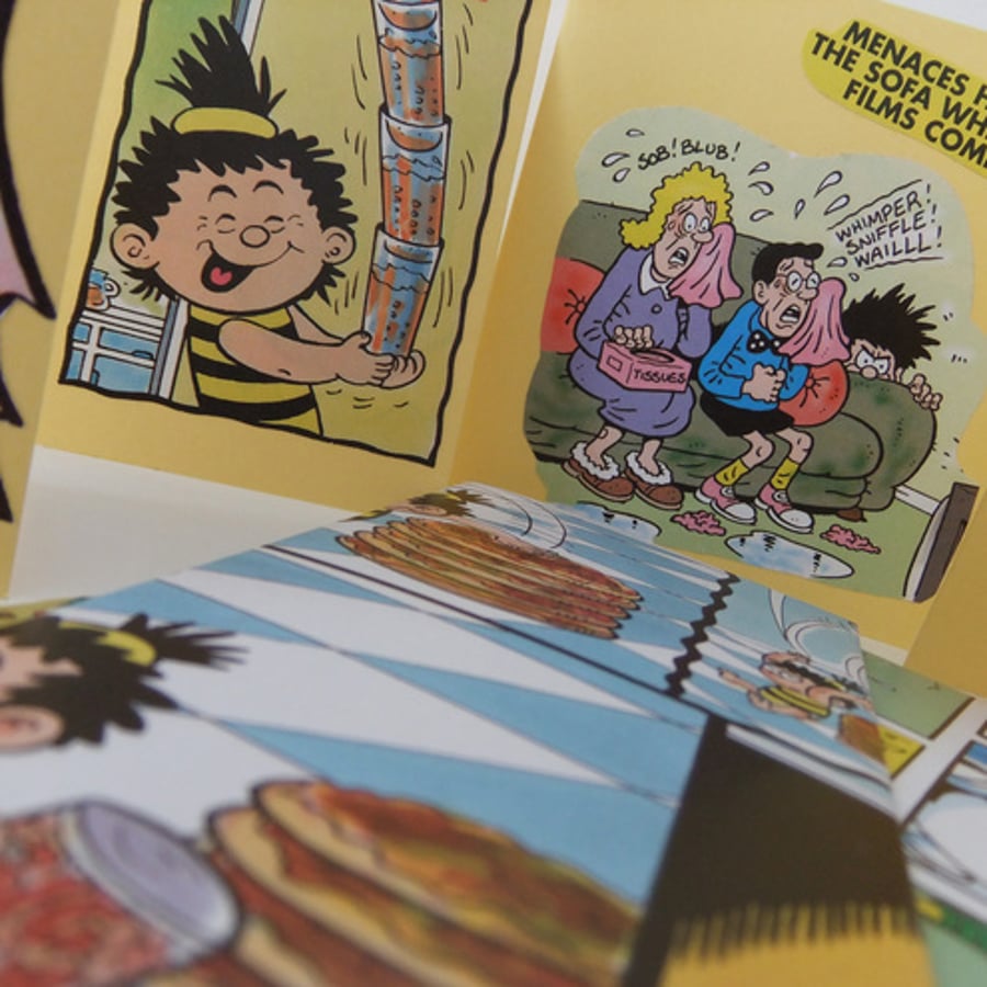 Hand-made cards from Beano Comic Strips with Matching Envelopes