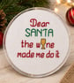 Handmade Cross Stitch Christmas Coaster – Funny Festive Gift