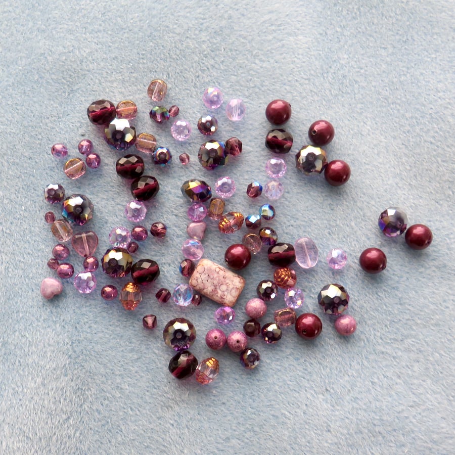 Assorted purple beads
