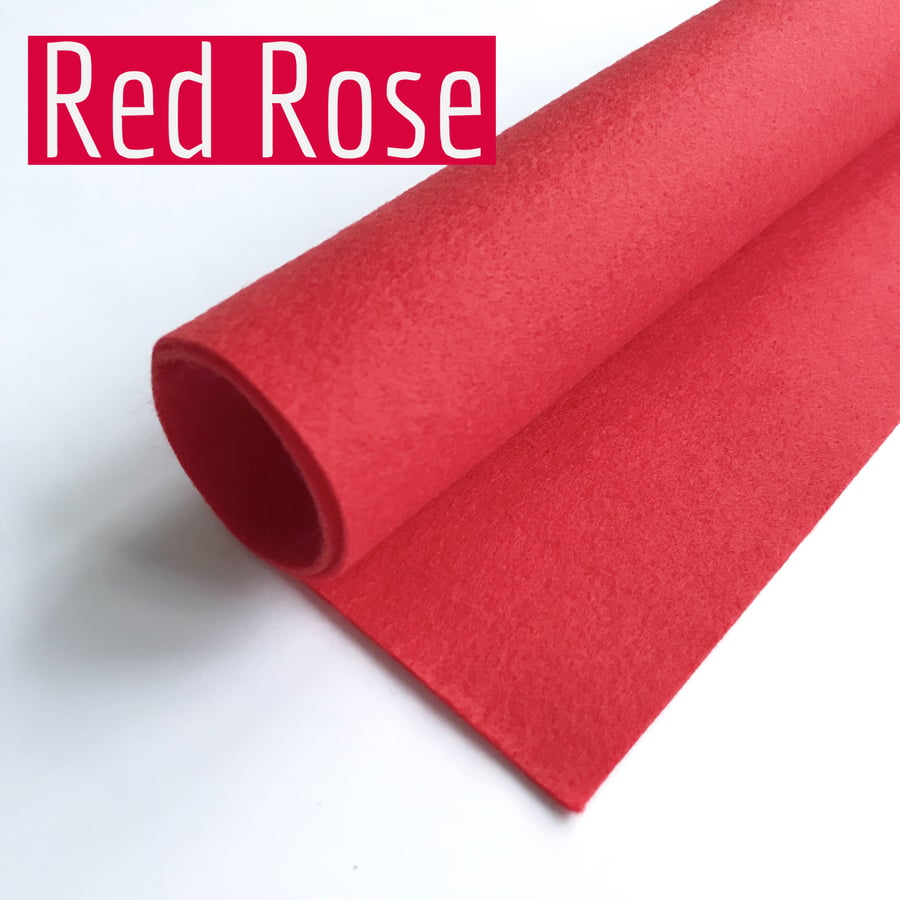 ROSE RED Felt - LARGE - 55x65cm Polyester Felt Sheet