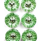 6 Crystal Style Acrylic Dish Buttons, Green 15mm Wide, Sparkly, Buy 1 Get 1 Free