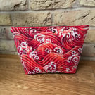 Japanese Wave Print Quilted Fabric Wash Bag
