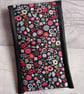 Pink, Grey, Duckegg Floral Print on Black Glasses Case, Phone Case Storage Pouch - Image 2