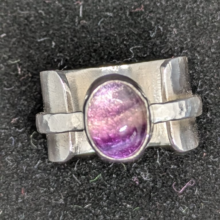 Handmade silver ring, Sterling silver ring with fluorite stone, Dress ring
