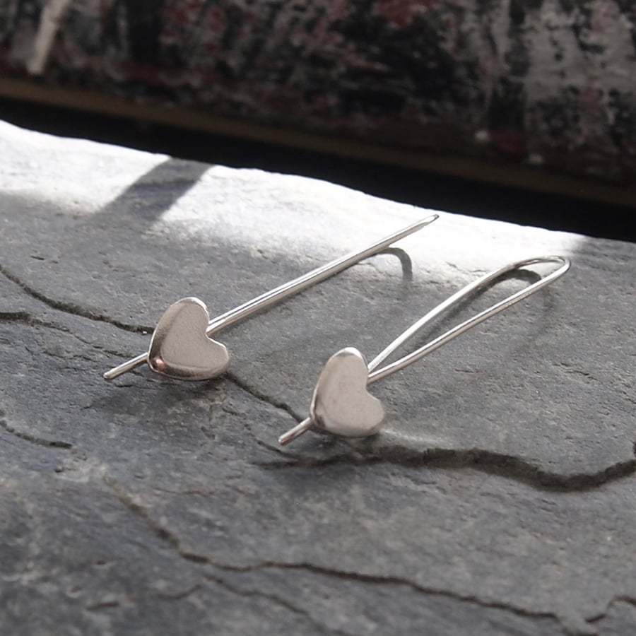 Sterling Silver Loop Heart Earrings 