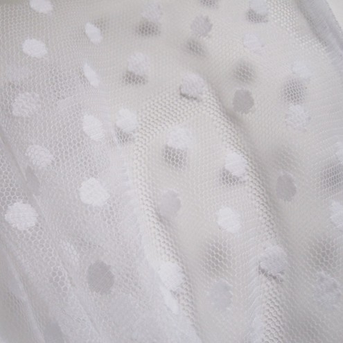 White polka dot tulle fabric - 45 wide - sold per metre