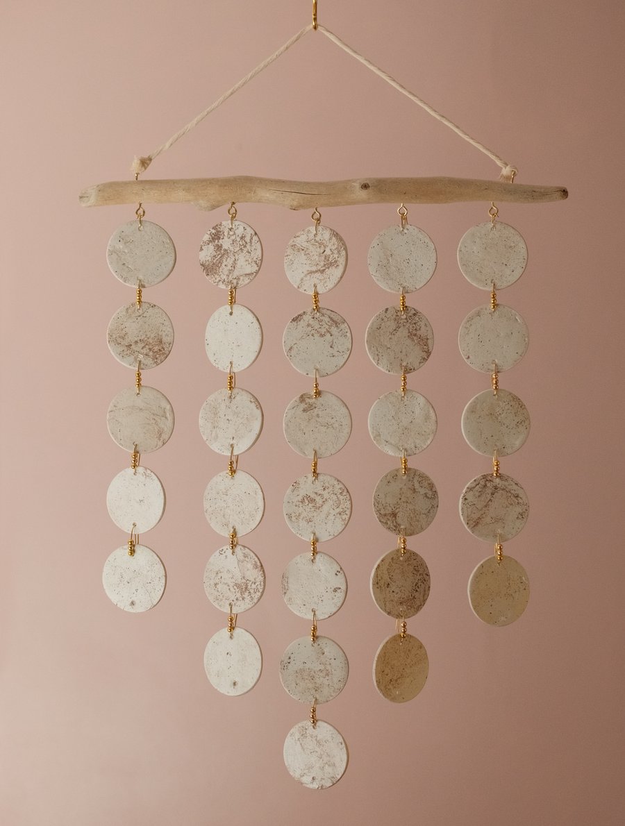 Clay Disc Wall Hanging in Cream & Copper Marble Effect