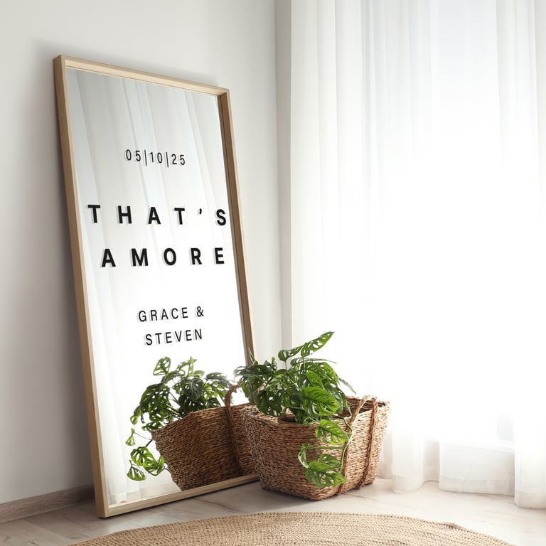 That's Amore - Minimalistic Personalised Sticker: Custom Wedding Mirror Decal