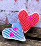Lavender Love Hearts - Red Polka Dot, Blue Stripe