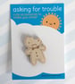 Sad Gingerbread Man Wooden Brooch - Image 2