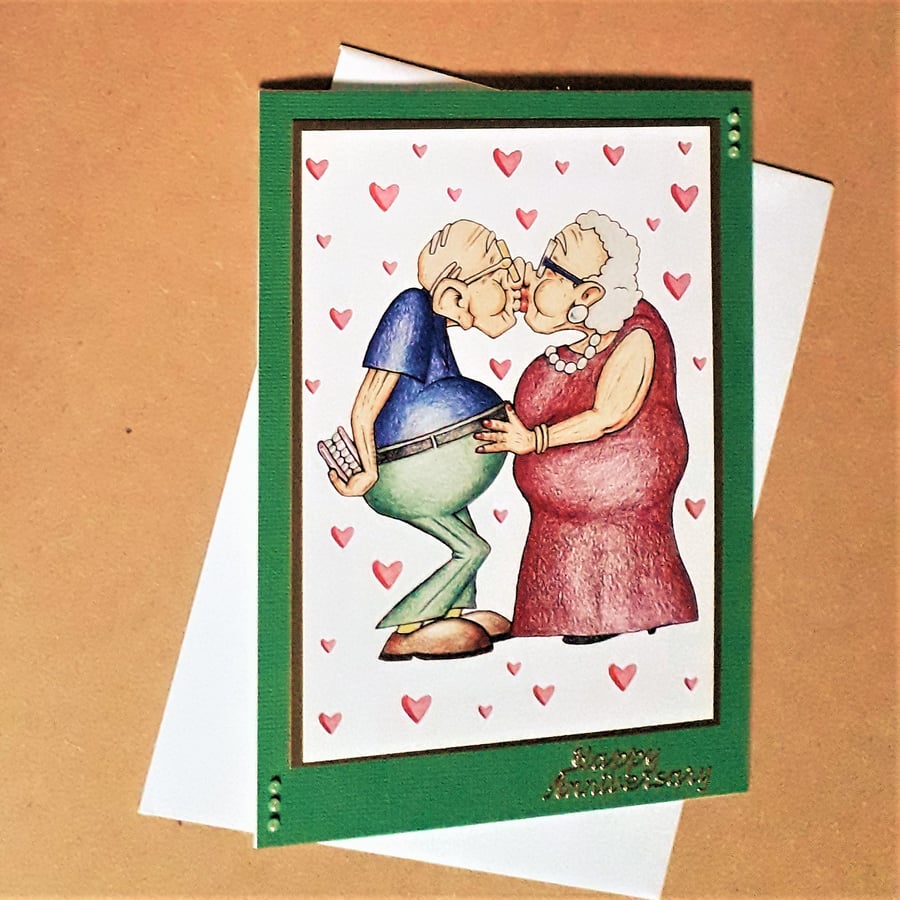 Anniversary Card with Couple Kissing