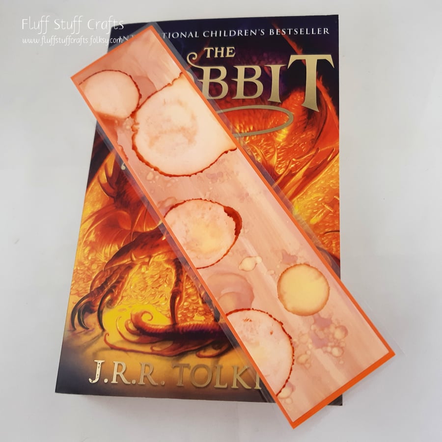 Handmade laminated bookmark, alcohol ink art