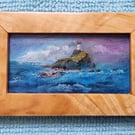 The Little Lighthouse - Miniature Original Oil Painting