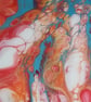 (48) Abstract Acrylic Art in  Red, Orange, Blue and White - Image 2