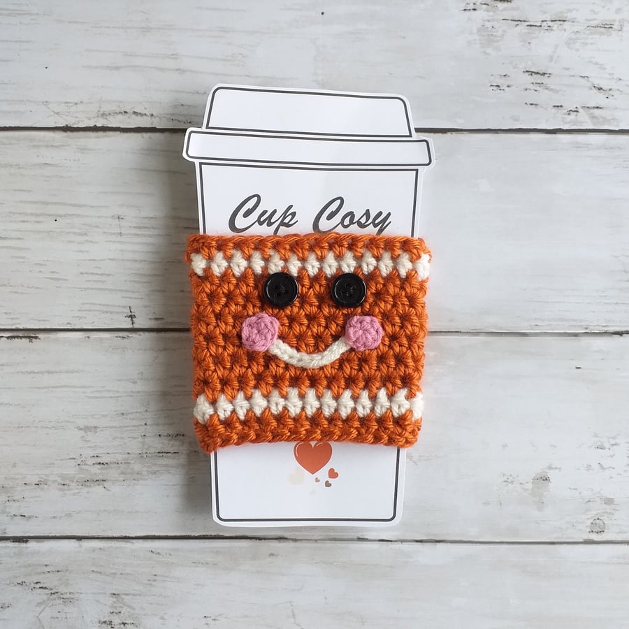 Cup Cosy Sleeve, Cute Gingerbread Man 