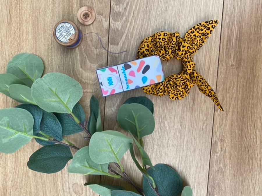 Animal Print, Mustard, Knot Scrunchie, hair tie