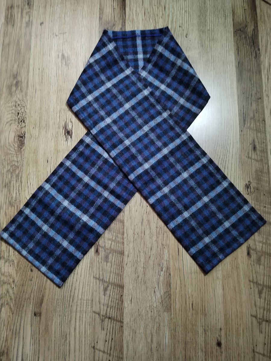 Multicoloured check 100% wool tweed tartan check scarf