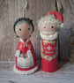 Mr & Mrs Christmas hand painted peg doll set. - Image 2
