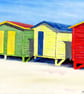 Beach Huts Oil Painting Seaside and Sky Original Canvas Art for Surfers - Image 1