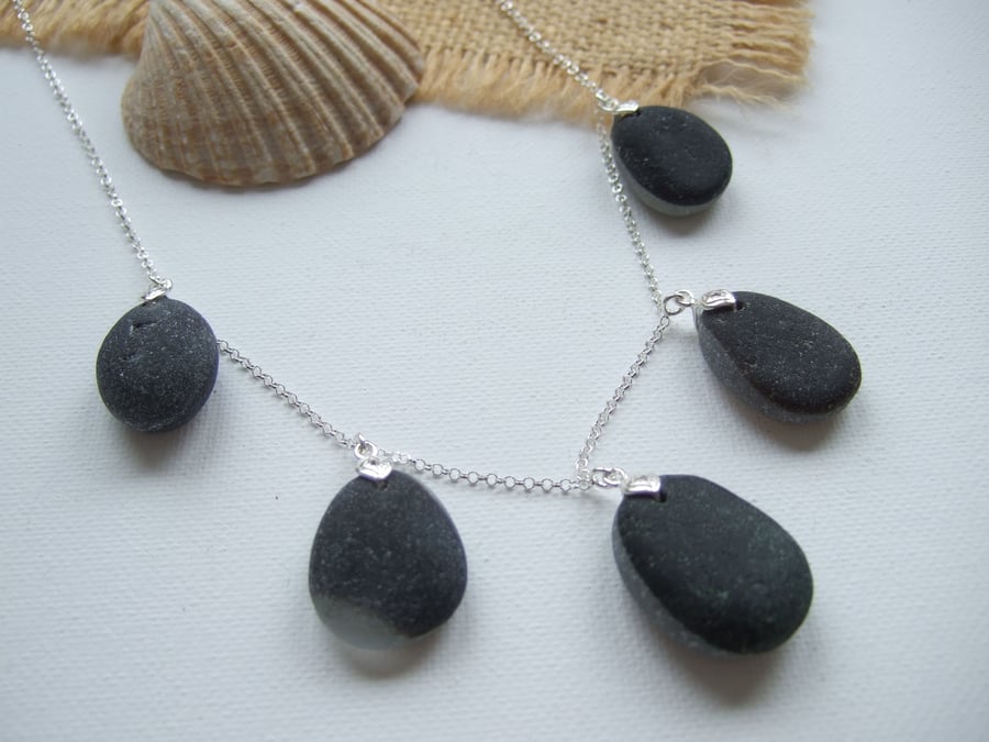 Seaham Secret Sea Glass, Layered Beach Glass, Multi Pendant Necklace