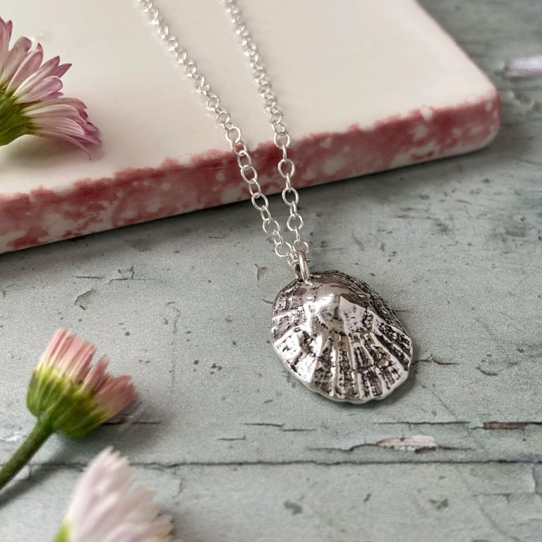 Silver Limpet Shell Necklace – Oxidised Fine Silver Pendant