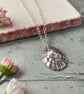 Silver Limpet Shell Necklace – Oxidised Fine Silver Pendant - Image 1