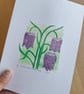 An original handprinted linoprint of snakes head fritillaries  - Image 3