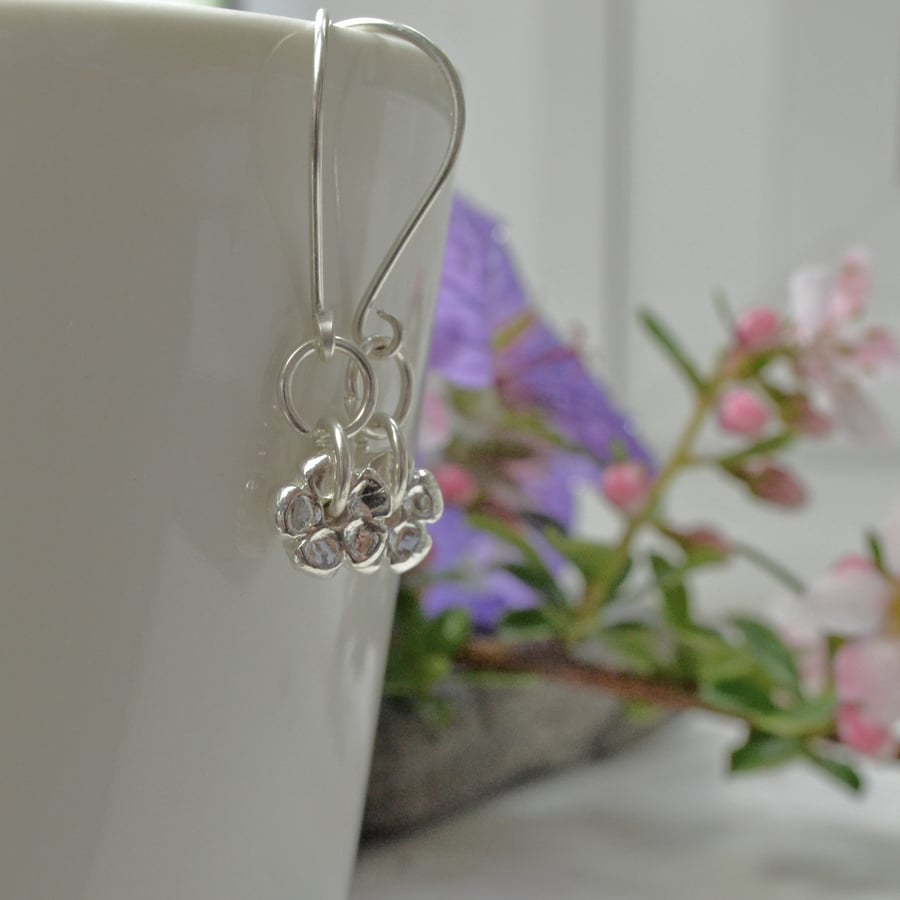 Fine silver flower earrings