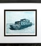Original Etching Print of Houseboat - Time and Tides