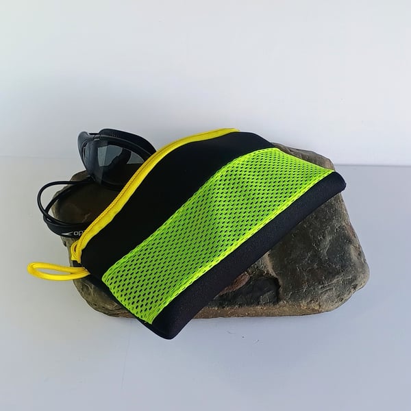 Yellow & Black Swimming Goggle Case - Recycled Neoprene - Unique & Eco-Friendly