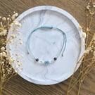 Lore of Exhale Aquamarine Bracelet Adjustable Sliding Knot Anxiety Relief Gift