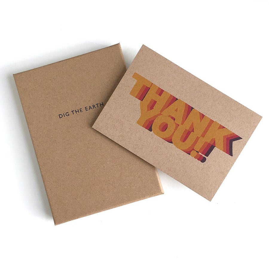 Thank You - Set Of 12 Colourful Repeat Postcard Note Cards With Optional Box